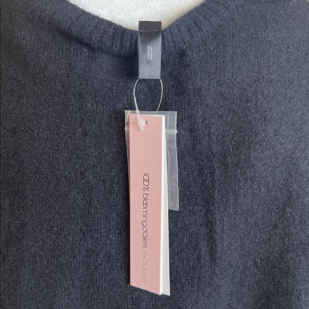 Aqua Cashmere Black Oversized Sweater with White Bow Design - Picture 13 of 15
